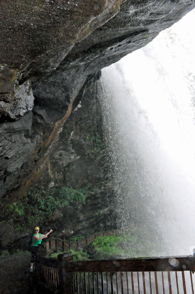 Karen Duquette under Dry Falls